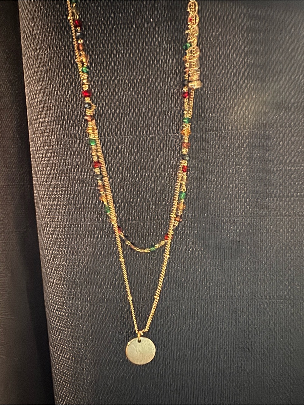 Altar'd State Gold Double-Layer Necklace with Multicolor Beads